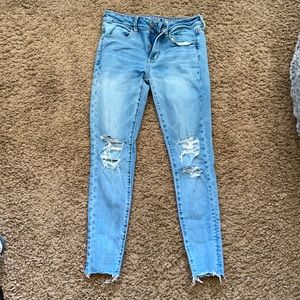 blue american eagle skinny jeans
